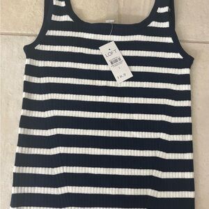 LOFT Striped Navy and White Tank Top